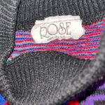 None Vintage Rose Boho Colorful Floral Shimmery Acrylic Sweater Photo 6