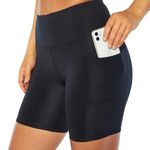 New! Bally Total Fitness Women's High Rise Pocket Shorts XL Black Photo 0