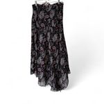 Vintage Boho Paisley Ruffle Midi Skirt Black Size 10 Photo 1