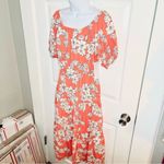 Modcloth  Parker & Rowe Floral Bloom Wildly Tiered Midi Dress Coral Orange XS Photo 4