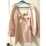 Lulus  Sweet Daydream Cream Satin Puff Sleeve Tie-Front Mini Dress Photo 5