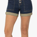 Judy Blue  high waisted cuffed button fly shorts square back pockets NWT size‎ XL Photo 0