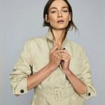 Reiss Eden Khaki Green Cotton-Blend Utility Jacket Size 2 Photo 3