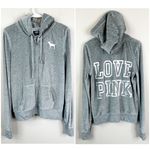 PINK - Victoria's Secret NEW LOVE PINK Y2K 2010 Victoria's Secret Grey Velour Zip Up Jacket Womens M Photo 1