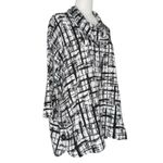 Ali Miles Tunic‎ Top L Artsy Oversized Lagenlook Cowl Neck Black White Blouse Size L Photo 2