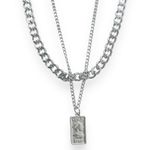 Double Layer Pendant Necklace for Men Women Streetwear Punk Hip Hop Unisex Style Silver Photo 0