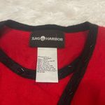 Sag Harbor  red cardigan attached shell sweater top black beading woman’s small Photo 5
