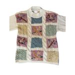 Vintage 90s Needles & Yarn Sweater Womens M Patchwork Floral Knit Korea Size M Photo 2