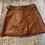 Free People  Leather Brown Mini Skirt Faux Photo 0