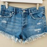 Free People Button Up Fly High Rise Denim Shorts Blue Sz 25 Photo 3