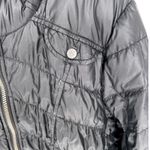 Athleta  Goose Down Jacket Black XL Hooded Packable Puffer GUC Mended Hole Photo 2