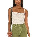 Free People Bardot Bodysuit Ivory Combo Romantic Ditsy Frilly Smoked Coquette M Photo 0
