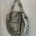 Coach Rare Vintage Beautiful Soft Grayish Blue Large Heavy Leather  Handbag Photo 2