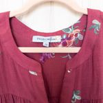 Figueroa & Flower Womens Blouse Size 2X Burgundy Embroidered Boho Romantic Red Photo 3