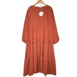 NWT RusttyDustty Women’s Ruffle Tiered Balloon Sleeve Maxi Dress 4X Brown Photo 2