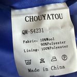 ChouYatou Women’s Brand New With Tags Xxl Bright Blue Long Wool Jacket Photo 2