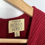 Torn By Ronny Kobo women's L midi bodycon bandage knit dress high neckline red Photo 3