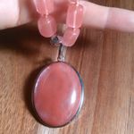 Cherry Quartz Two Row Beaded Pendant Necklace Photo 3