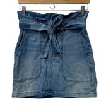 Free People Splendor In The Grass Paper Bag Tie Denim Mini Skirt Size 0 Photo 1