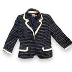 Juicy Couture  Y2K Navy Tweed Open Front Jacket Cream Trim Cropped Preppy XS 2 Photo 2