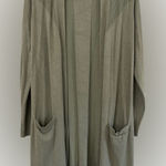 Olive Open Front Cardigan by Adrienne Vittadini Green Size L Photo 0