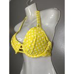 Birdsong Bikini Top Womens Medium Yellow White Polka Dot Halter Padded Swimwear Photo 2