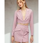 NWT Nana Jacqueline‎ Stella Cropped Blazer Diamond Crystal Single Button Purple Size M Photo 5