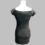 Brat Star  On/ off Shoulder Black Textured Dress Photo 4