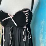 Black and Pink Ribbon Bow Babydoll Top Size M Photo 7