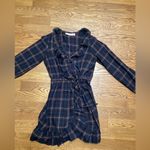 Sunner plaid wrap dress. Size Medium Blue Photo 1