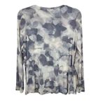 LOGO By Lori Goldstein  Sheer Abstract Brushstroke Button Front Long Sleeve Top Photo 9