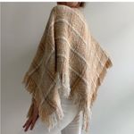 Boyne Valley Weavers Poncho Cape Sweater Ireland Made Fringed Alpaca Plaid‎ OS Tan Size undefined Photo 1