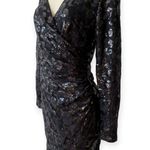 Lauren Ralph Lauren | Sz 8 | Black Sequin Long Sleeve V Photo 1