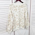 Pink Lily  Animal Cheetah Print Balloon Sleeve Sweater Ivory Tan Small Photo 8
