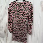 ZARA  Women’s Small Black Pink Ruched Longsleeve Mini Dress Floral Photo 4