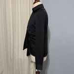 idem Ditto  Black Ruched Front Long Sleeve Collared Button Up Shirt Top Gothic L Photo 5