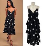 O. P. T Cava Black and White Polka Dot Tiered Midi Dress NEW Size M Photo 2