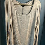 Laundry by Shelli Segal Light Grey Long Sleeve Top | Size Large Photo 0