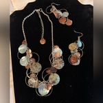 Brown/blue/silver necklace and earrings set Blue Photo 0