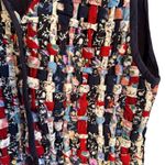 Vintage 90s Paul Harris Design Quilted Vest Size Large Boho Top Floral Patchwork Blue Photo 3