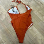 Pretty Little Thing 4/$25 NWT  Orange Scoop Neck Halter Style Ruched Swimsuit Sz 10 Photo 6