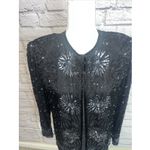Brilliante By J.A. Women's 100% Silk Beaded Sequin Vintage Evening Jacket Small Black Photo 1