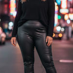 Laundry by Shelli Segal  Black Vegan Faux Leather Pants Size extra Large Photo 0