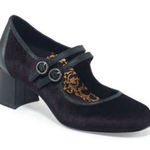 Aetrex  Simone Mary Jane Heels Size 7.5 Suede Black Strappy Heels Goth Academia Photo 0