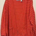 Isaac Mizrahi  Vibrant Coral Striped Cardigan Photo 6