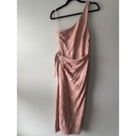 Free People At Leisure Midi Dress Wrap One Shoulder Linen Cotton Pink Sz Small Photo 1