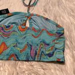 Wild Fable  Swirl Marble Halter Crop Top Aqua Blue L Photo 7