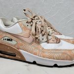 Nike  Air Max 90 Print Sneakers Women 6.5 White Bronze Leather Lace Up Running Photo 4