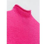 ZARA Pink Sleeveless Turtleneck Waffle Chunky Knit Midi Bodycon Sweater Dress S Photo 11