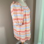 Talbots Plus Square Neck Linen Top Palm Stripe size 1X Photo 4